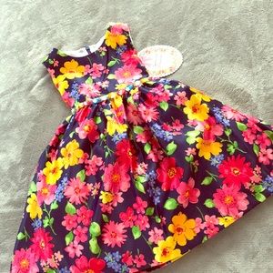 Navy floral dress with rhinestone belt